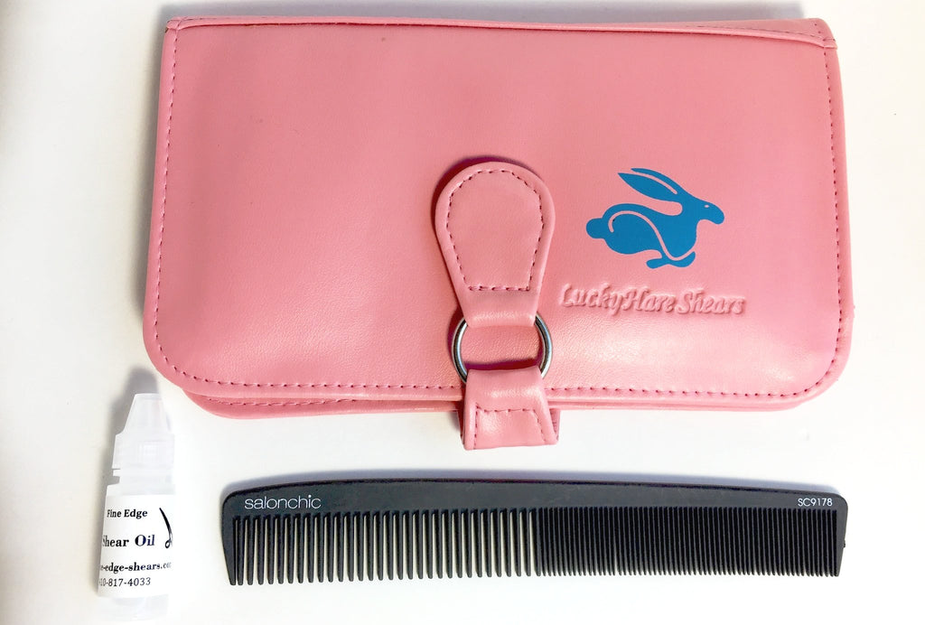Wallet Size 6-Shear Case & SalonChic 7 1/4" High Heat Resistant Carbon Comb Special
